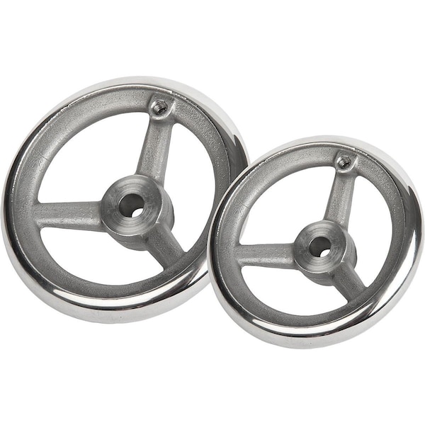 Handwheel DIN950 D1=125 Reamed Hole With Slot D2=12H7, B3=4, T=13, 8, D7=M08, Stainless Steel 1.4401